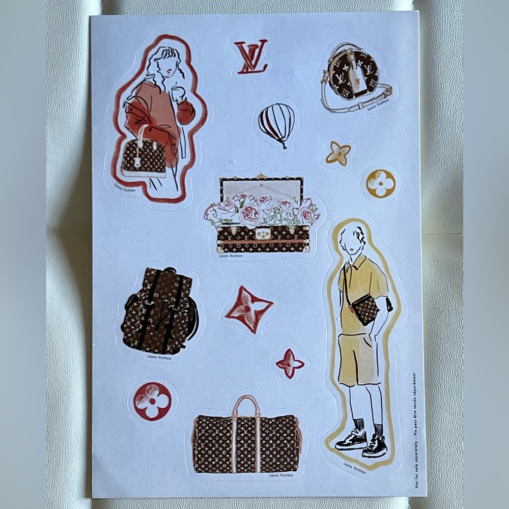 Louis Vuitton Sticker Sheet — Brown, Tan & Yellow Accents